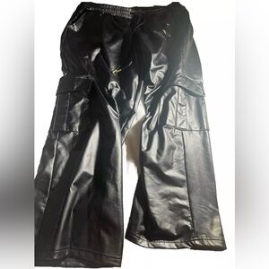 3 + Malt Faux Leather Black Pants Size 1XL NWT Stretch Waist